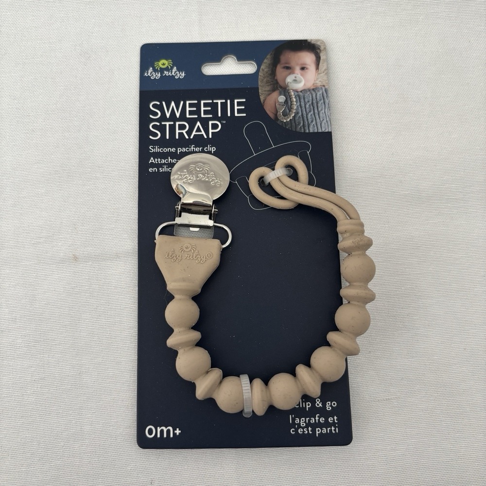 Itzy Ritzy‎ Beige Sweetie silicone Pacifier Strap earth tone tan Baby